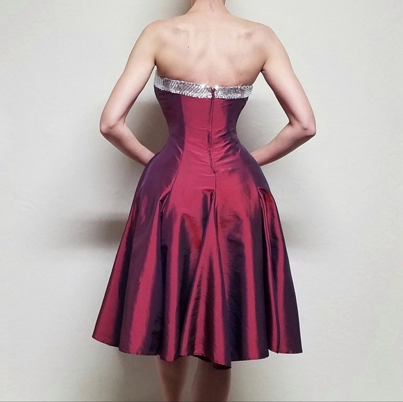 Vintage Precious Formals Scarlett Sequin Fit & Flare Strapless Cocktail Dress 8 - Picture 3 of 16